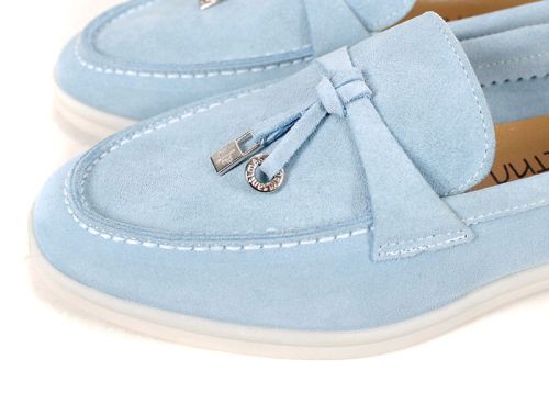 Дамски мокасини в светло синьо - модел Мистика.