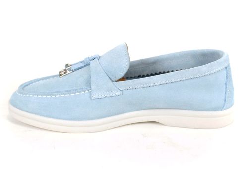 Дамски мокасини в светло синьо - модел Мистика.