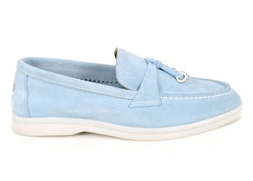 Дамски мокасини в светло синьо - модел Мистика.