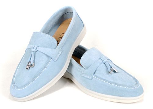 Дамски мокасини в светло синьо - модел Мистика.