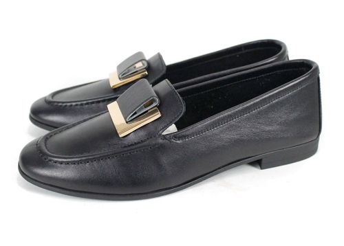 Дамски балерини от естествена кожа в черно - модел Princesa de la luna.