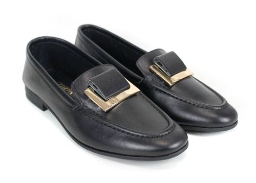 Дамски балерини от естествена кожа в черно - модел Princesa de la luna.