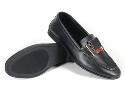 Дамски балерини от естествена кожа в черно - модел Princesa de la luna.