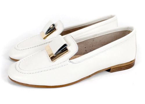 Дамски балерини от естествена кожа в светло бежово /шампанско/ - модел Princesa de la luna.