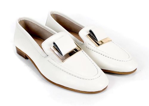 Дамски балерини от естествена кожа в светло бежово /шампанско/ - модел Princesa de la luna.