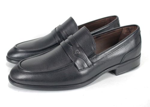 Мъжки официални обувки от естествена кожа в черно - модел Сиена Елит