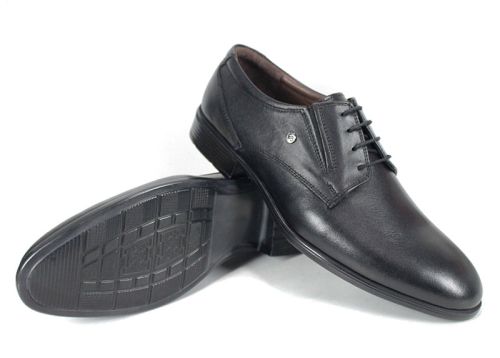 Мъжки официални обувки от естествена кожа в черно - модел Imperial Step