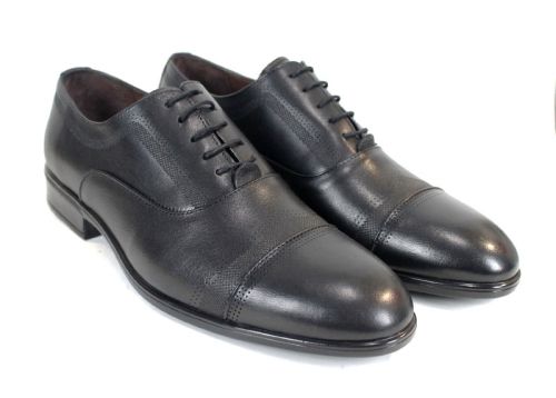 Мъжки официални обувки от естествена кожа в черно - модел Milano Touch