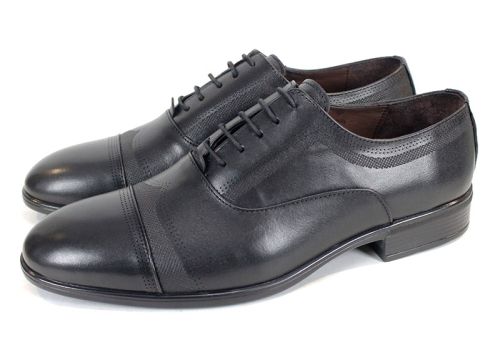 Мъжки официални обувки от естествена кожа в черно - модел Milano Touch