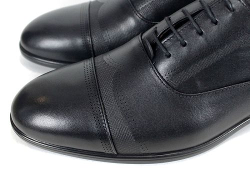 Мъжки официални обувки от естествена кожа в черно - модел Milano Touch