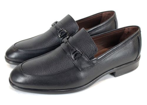 Мъжки официални обувки от естествена кожа в черно - модел Firenze Classic