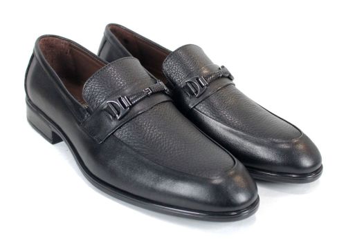 Мъжки официални обувки от естествена кожа в черно - модел Firenze Classic