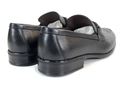 Мъжки официални обувки от естествена кожа в черно - модел Firenze Classic