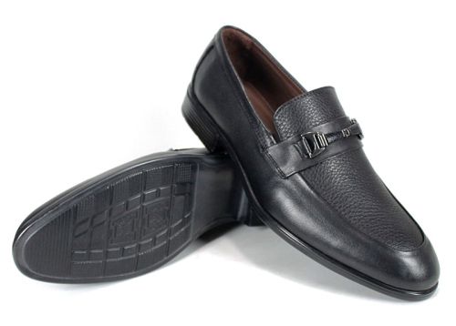 Мъжки официални обувки от естествена кожа в черно - модел Firenze Classic