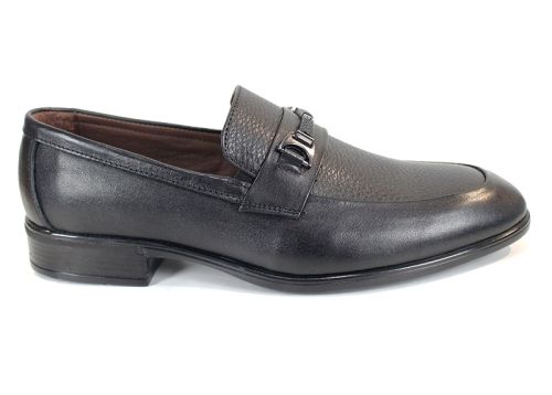 Мъжки официални обувки от естествена кожа в черно - модел Firenze Classic