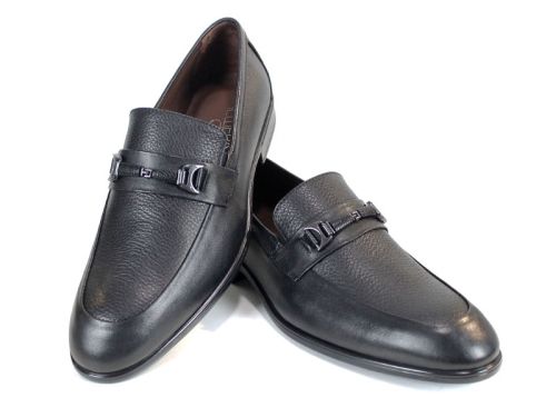 Мъжки официални обувки от естествена кожа в черно - модел Firenze Classic