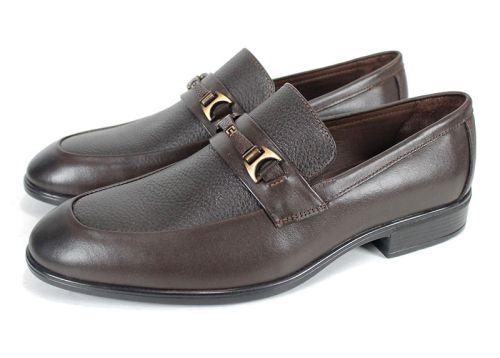 Мъжки официални обувки от естествена кожа в кафяво - модел Firenze Classic