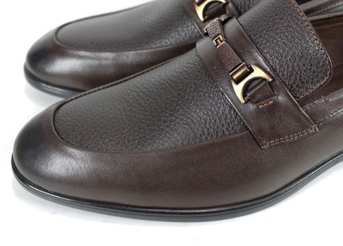 Мъжки официални обувки от естествена кожа в кафяво - модел Firenze Classic