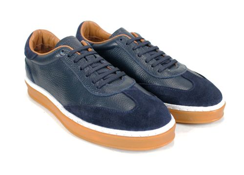 Мъжки обувки от естествена кожа и велур в тъмно синьо - модел Dynamic Flair