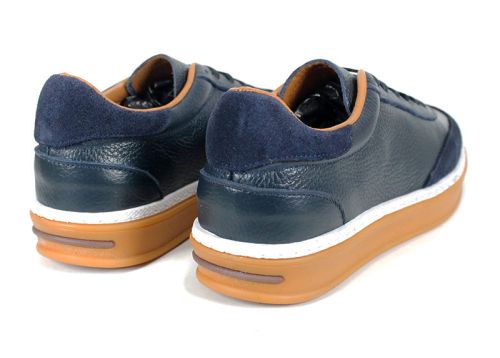 Мъжки обувки от естествена кожа и велур в тъмно синьо - модел Dynamic Flair