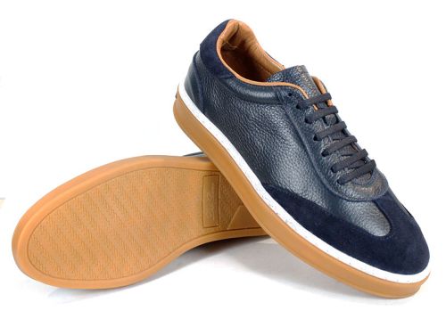 Мъжки обувки от естествена кожа и велур в тъмно синьо - модел Dynamic Flair