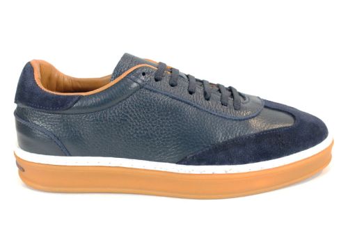 Мъжки обувки от естествена кожа и велур в тъмно синьо - модел Dynamic Flair