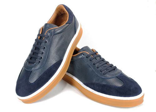Мъжки обувки от естествена кожа и велур в тъмно синьо - модел Dynamic Flair