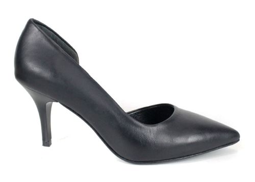 Дамски официални обувки от черна естествена кожа с изчистен дизайн - модел Lusso Nero