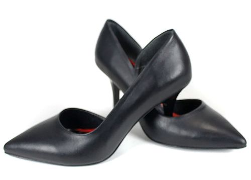 Дамски официални обувки от черна естествена кожа с изчистен дизайн - модел Lusso Nero