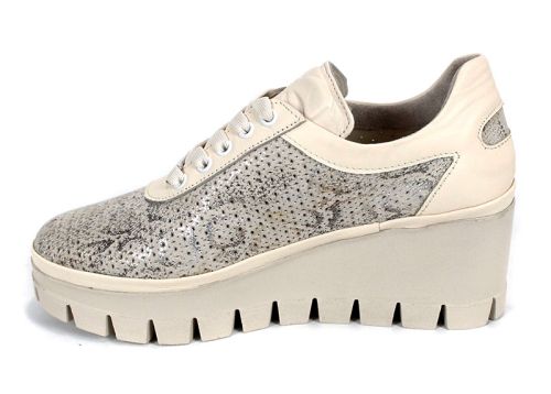 Pantofi dama primavara-vara din piele naturala cu model leopard si platforma in bej - model Golden Touch