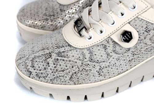 Pantofi dama primavara-vara din piele naturala cu model leopard si platforma in bej - model Golden Touch