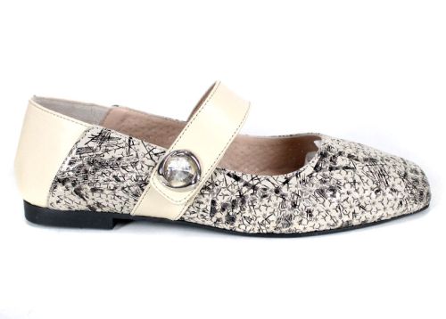 Дамски балерини Mary Jane от естествена кожа в бежово – стил и комфорт - модел Glamour