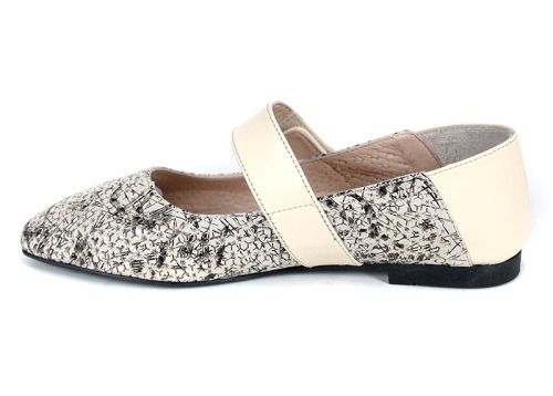 Дамски балерини Mary Jane от естествена кожа в бежово – стил и комфорт - модел Glamour