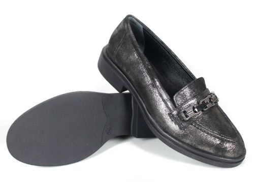 Дамски ниски лоуфъри от естествена кожа в цвят старо сребро – стил и комфорт в класически дизайн – модел Golden Aura