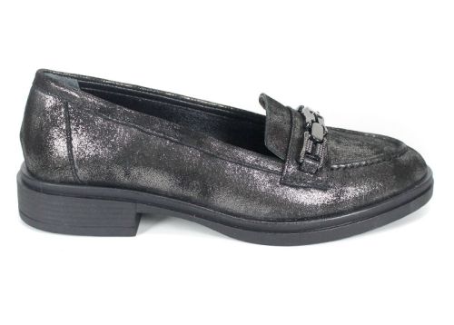 Дамски ниски лоуфъри от естествена кожа в цвят старо сребро – стил и комфорт в класически дизайн – модел Golden Aura