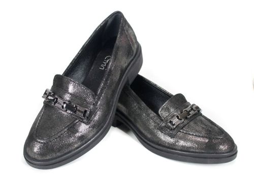 Дамски ниски лоуфъри от естествена кожа в цвят старо сребро – стил и комфорт в класически дизайн – модел Golden Aura