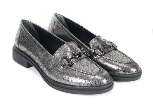 Елегантни дамски лоуфъри от естествена кожа в нюанс платина – комфорт и стил в изискан дизайн – модел Golden Aura