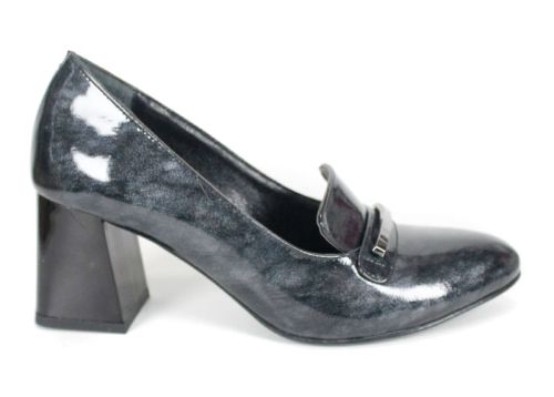 Дамски официални обувки от черно-сив лак – модел Elegance