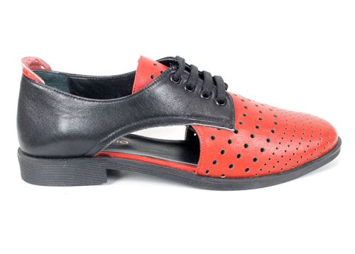 Дамски летни обувки в черно и червено - модел 1081