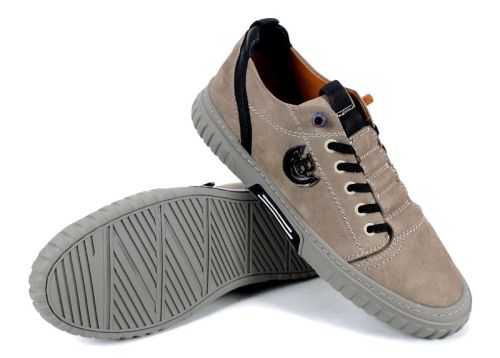 Мъжки спортни обувки от естествен набук във визонен цвят с каучуково ходило - модел Elite Motion