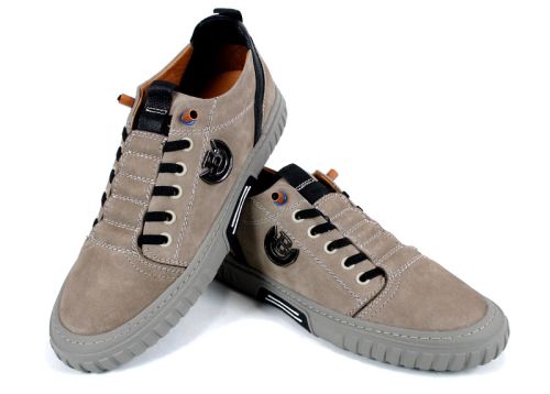 Мъжки спортни обувки от естествен набук във визонен цвят с каучуково ходило - модел Elite Motion