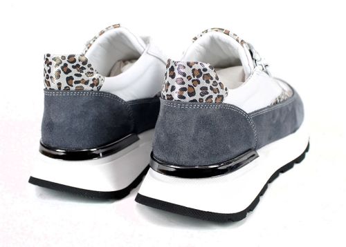 Дамски сникърси от естествена кожа и велур, цип и връзки - модел Pearl Touch 