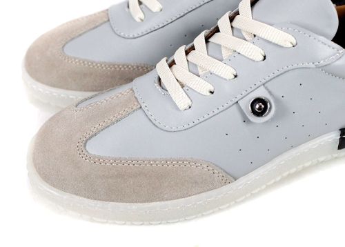 Дамски ниски сникърси от естествена кожа и велур в сиво - модел Infinity