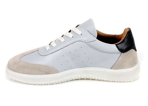 Дамски ниски сникърси от естествена кожа и велур в сиво - модел Infinity