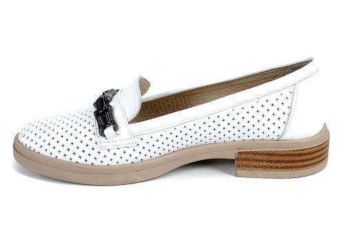 Дамски ежедневни летни обувки от бяла естествена кожа с перфорация - модел Flora Light 