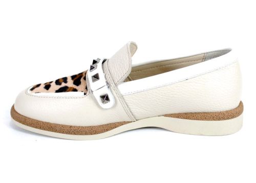 Дамски ниски обувки от естествена кожа с леопардов акцент – модел Shine Luxe