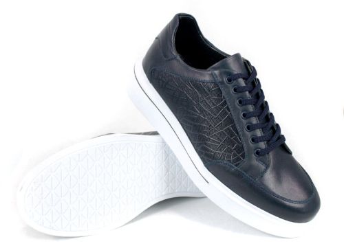 Мъжки спортно-ежедневни обувки, естествена кожа, тъмносини