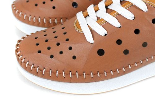 Дамски летни обувки, естествена кожа с перфорация, кафяви