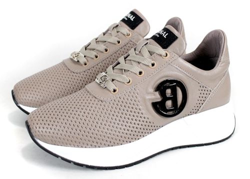 Дамски сникърси от естествена кожа с перфорация във визонен цвят - модел Aria Soft