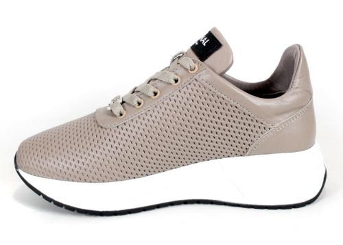 Дамски сникърси от естествена кожа с перфорация във визонен цвят - модел Aria Soft